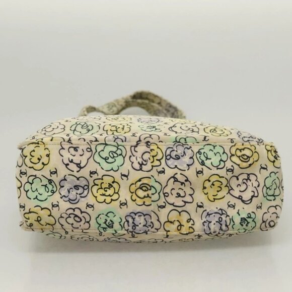 CHANEL Camelia COCO Mark Tote Bag Cotton Multicolor CC Auth BA3738 - Picture 7 of 16